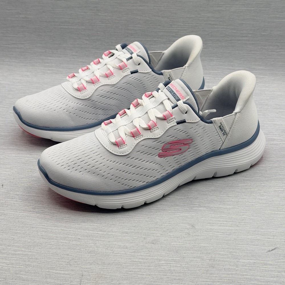 Skechers Women's 7.5 Sneakers White Pink Slip On Swift Fit Memory Foam 179224